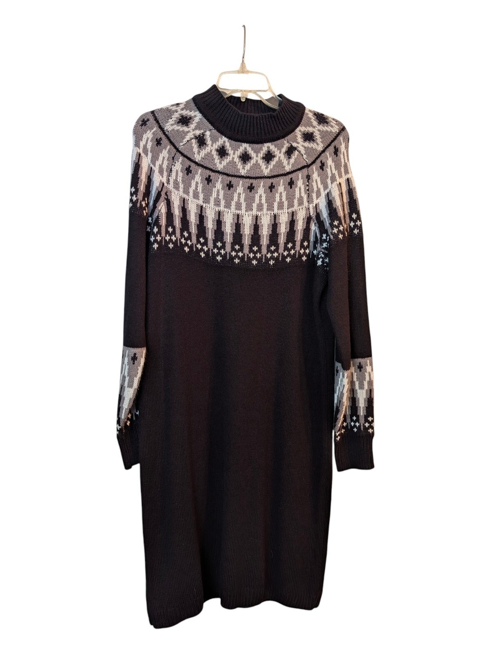 Lane Bryant Black and White Fair Isle Sweater Dress - NWOT!